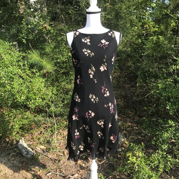 Jones New York Black Floral Dress Size 6 - Picture 2 of 8